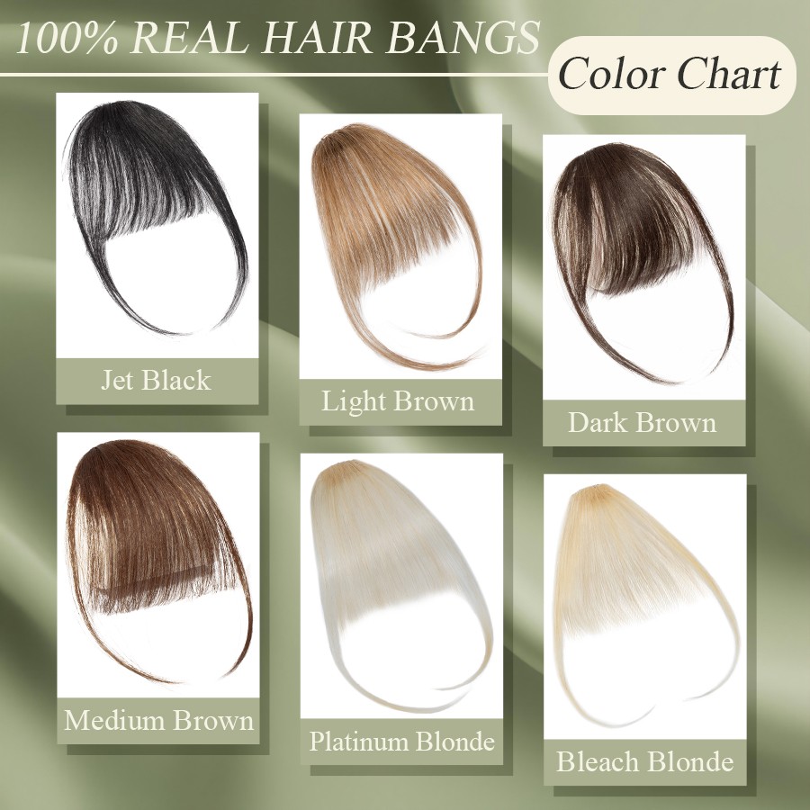 US Remy Human Hair False Air Bangs Neat Fringe Hairpiece Clip in Front Hairpiece