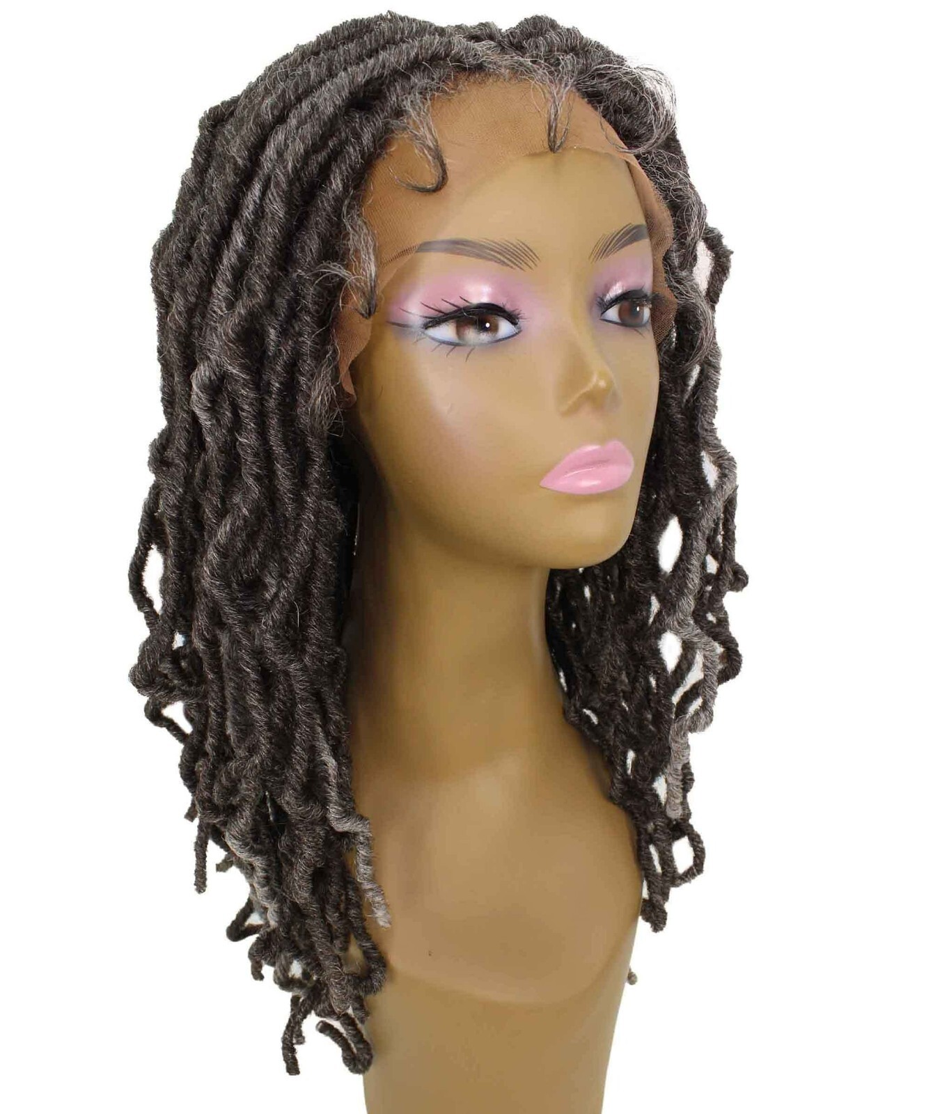 LUXLUXE Dara Curly Dara 22 in Long Dara 4X4 Hand Tied Lace Braid Braided Wig