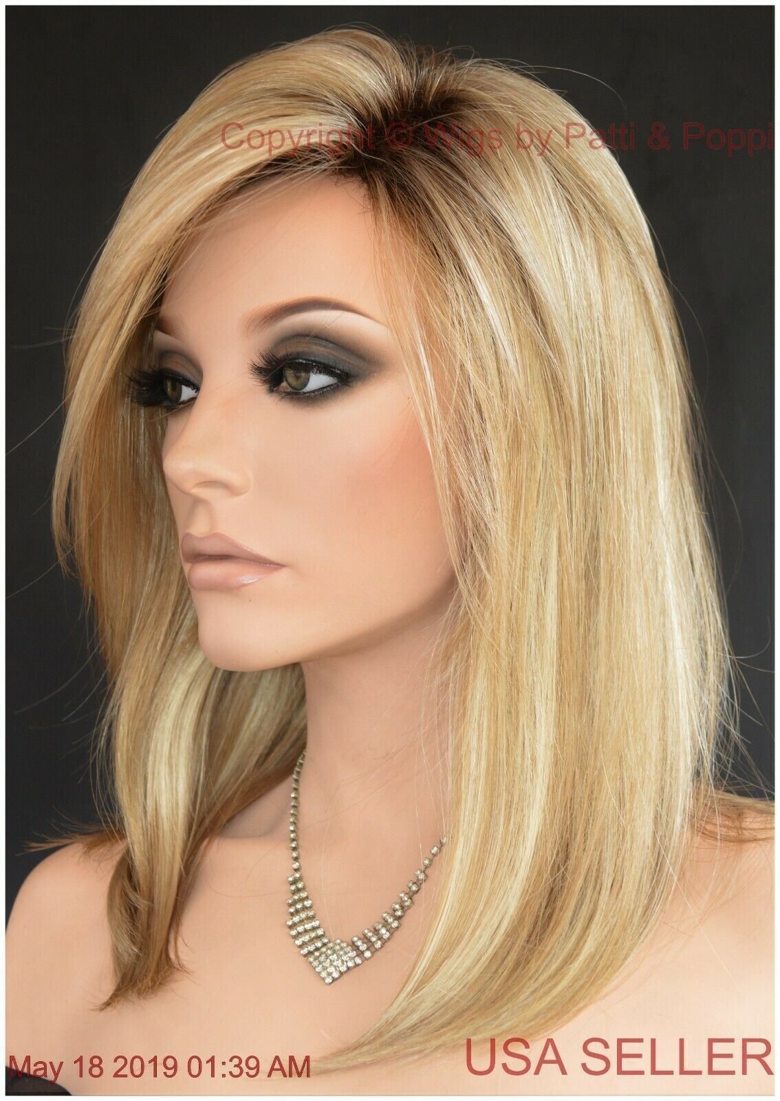 LAINE RENE OF PARIS WIG CREAMY TOFFEE R SLINKY HOT MEDIUM BOB SIDE BANGS