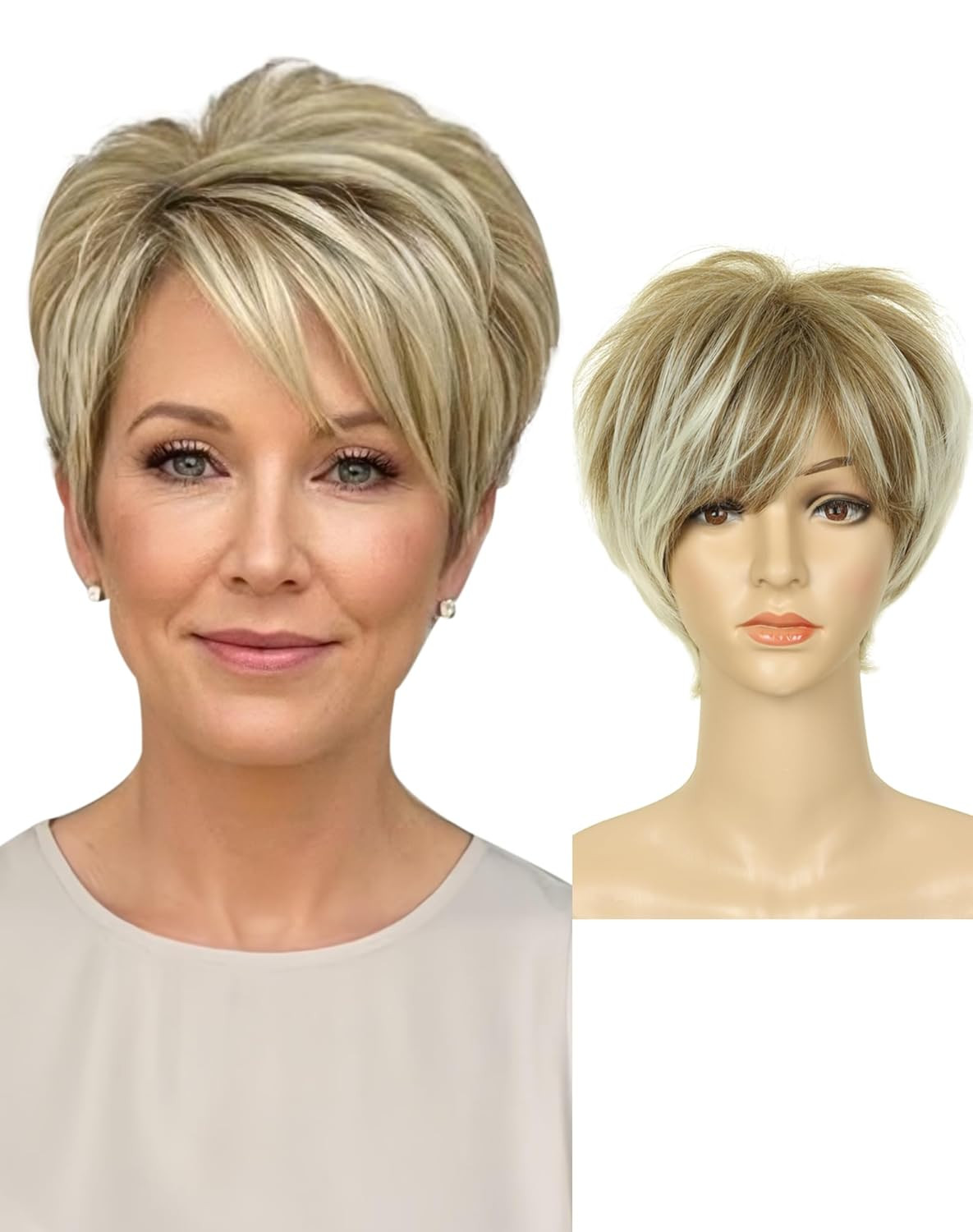 Short Wigs for White Women Pixie Layered Short Pixie Cut Wig Synthetic Hair Wigs