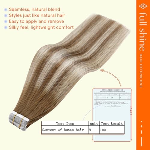 Tape in Hair 12 Inch # 6/60/6 Dark Honey with Beige Blonde Highlights
