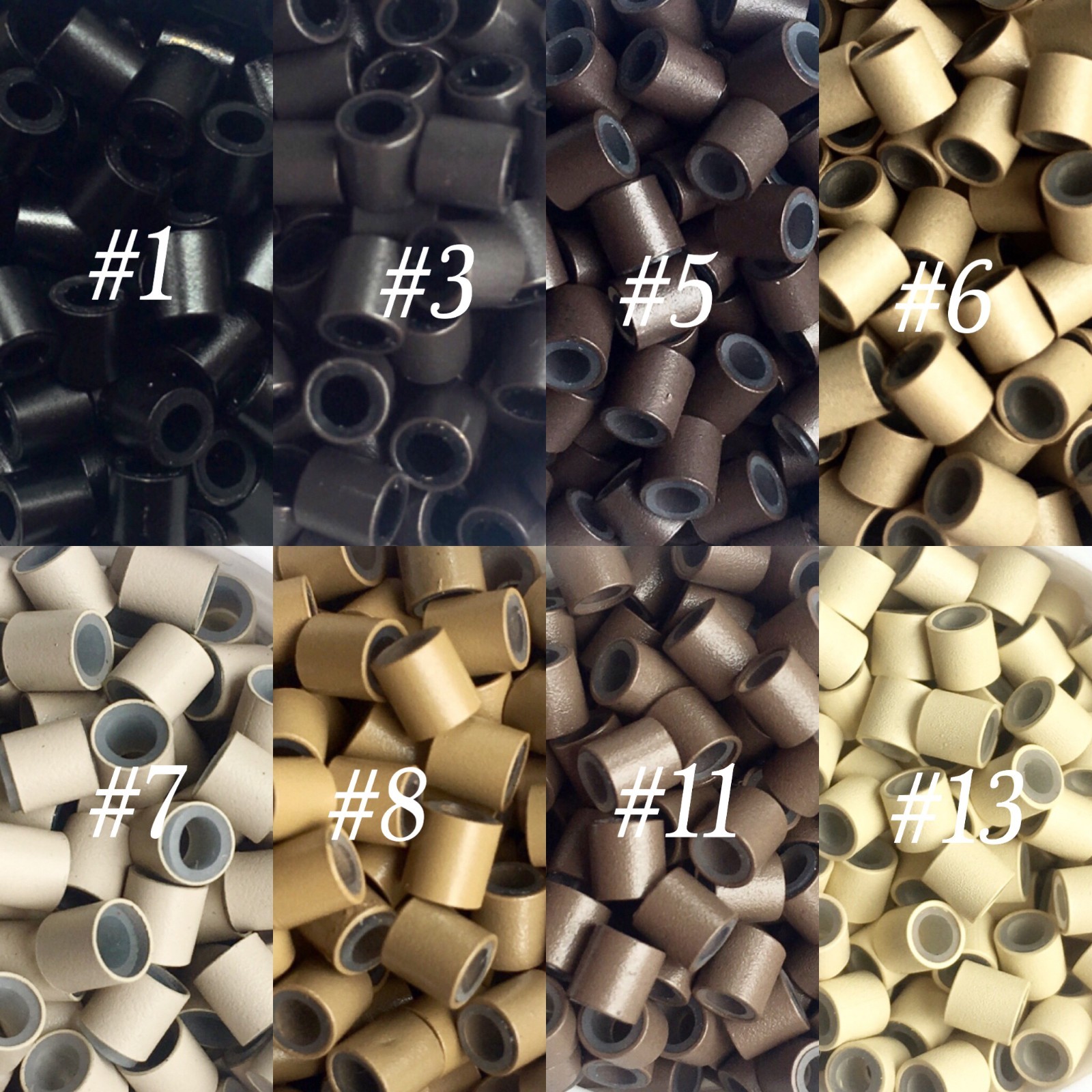 Silicone lined copper tubes for Hair Extensions, 150/250/500/1000, 3.4mm 4mm