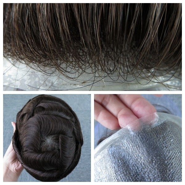Mens Toupee Human Hair Replacement System 0.05mm Thin Skin BIO Hairpieces #2
