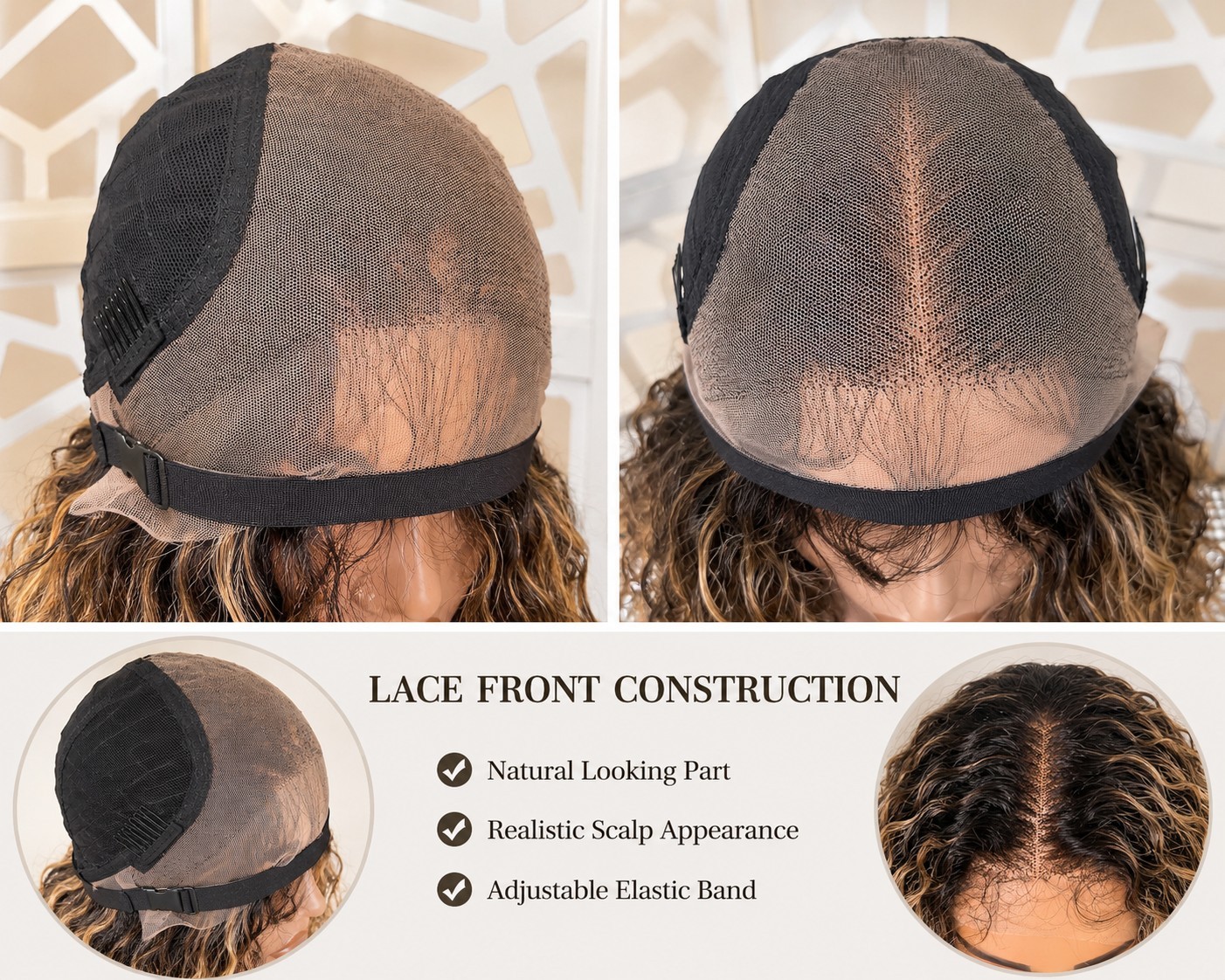 Blonde Ombre Auburn Loose Wave Lace Front Wig: Human Hair Blend, 18 “Curly Wig