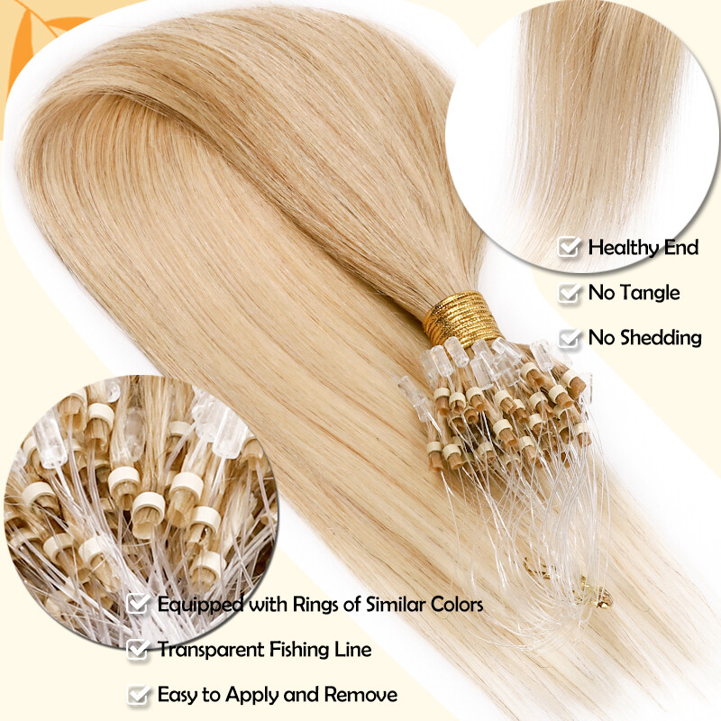 Micro Loop Ring Beads 100% Remy Human Hair Extensions 200g for Thick Full Head