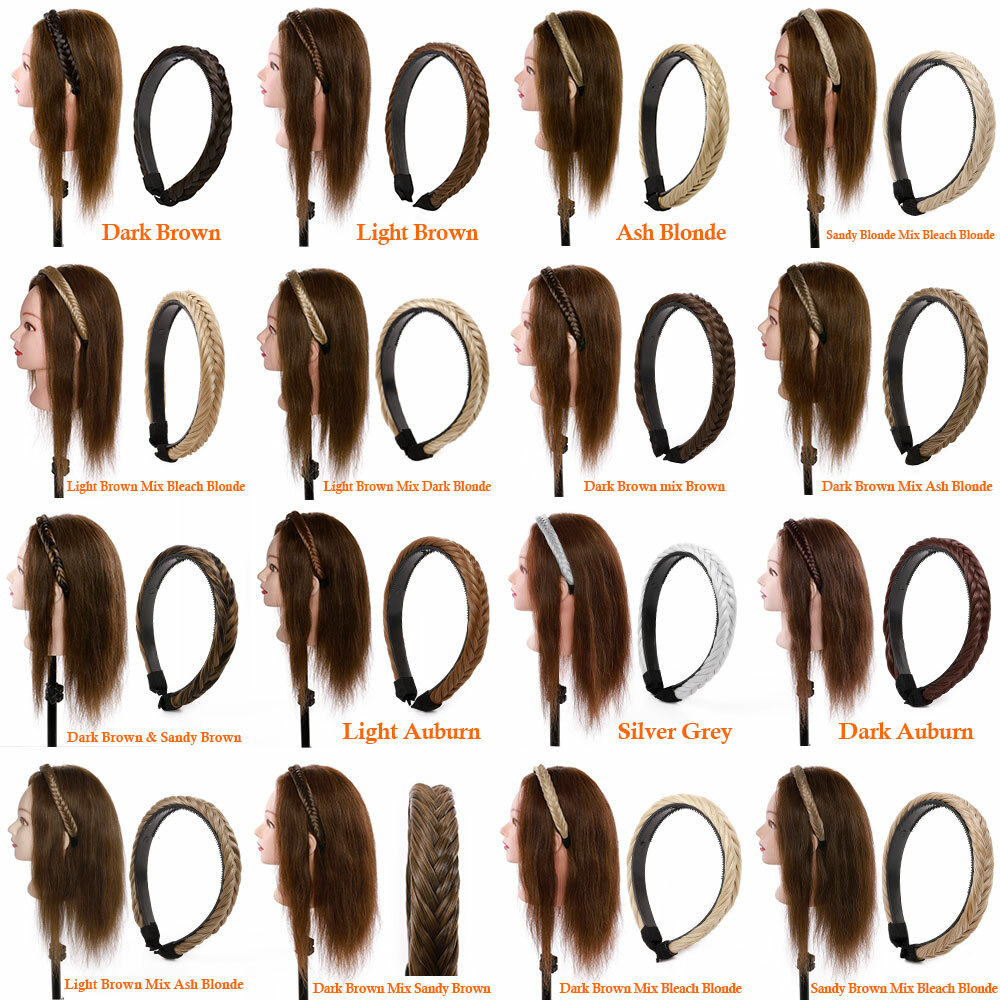 Natural Braided Hair Band Plaited Headband Fake Hair Extensions 1Pcs as Human US