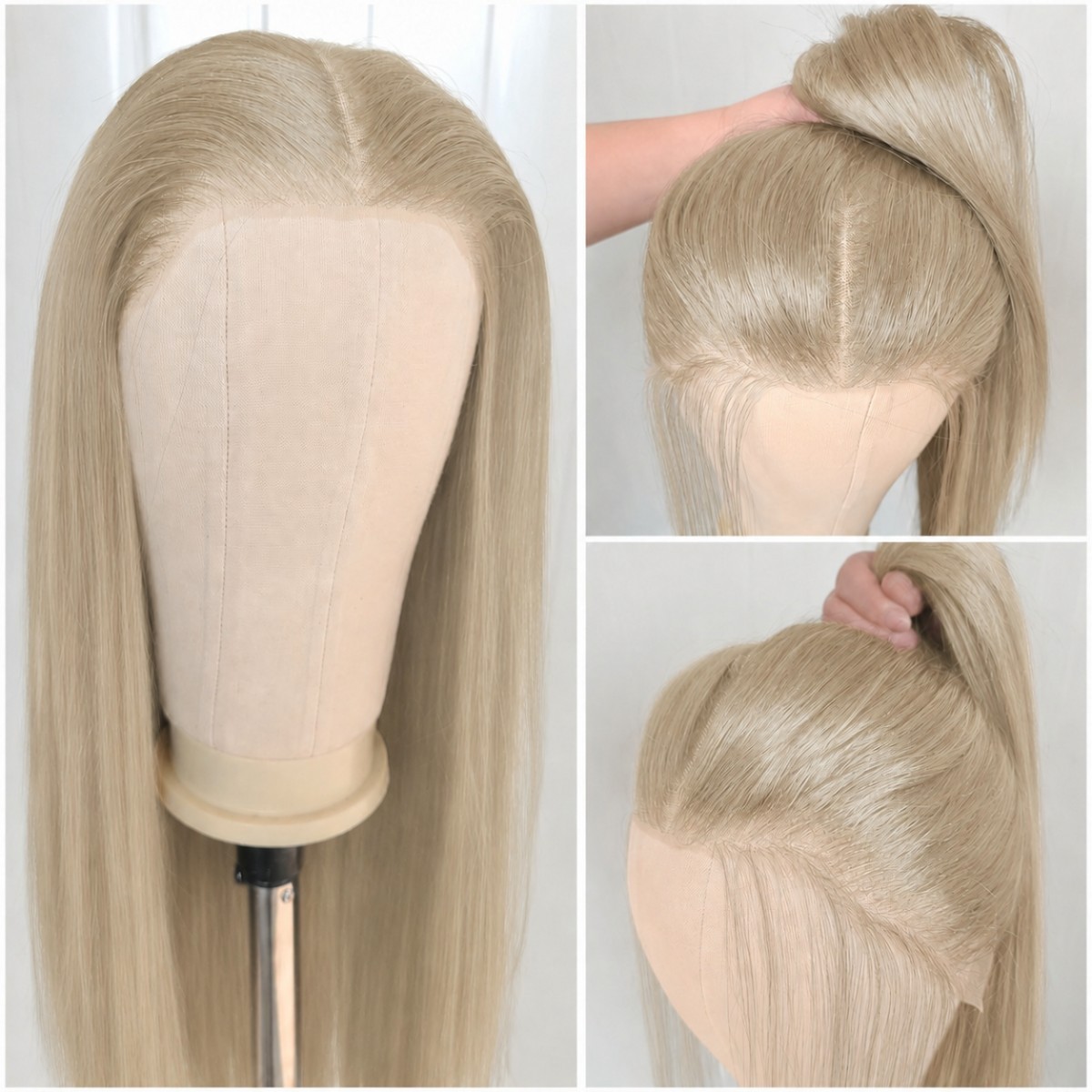 Long Straight Mixed Blonde Synthetic Hair Lace Front Wig Pre Plucked