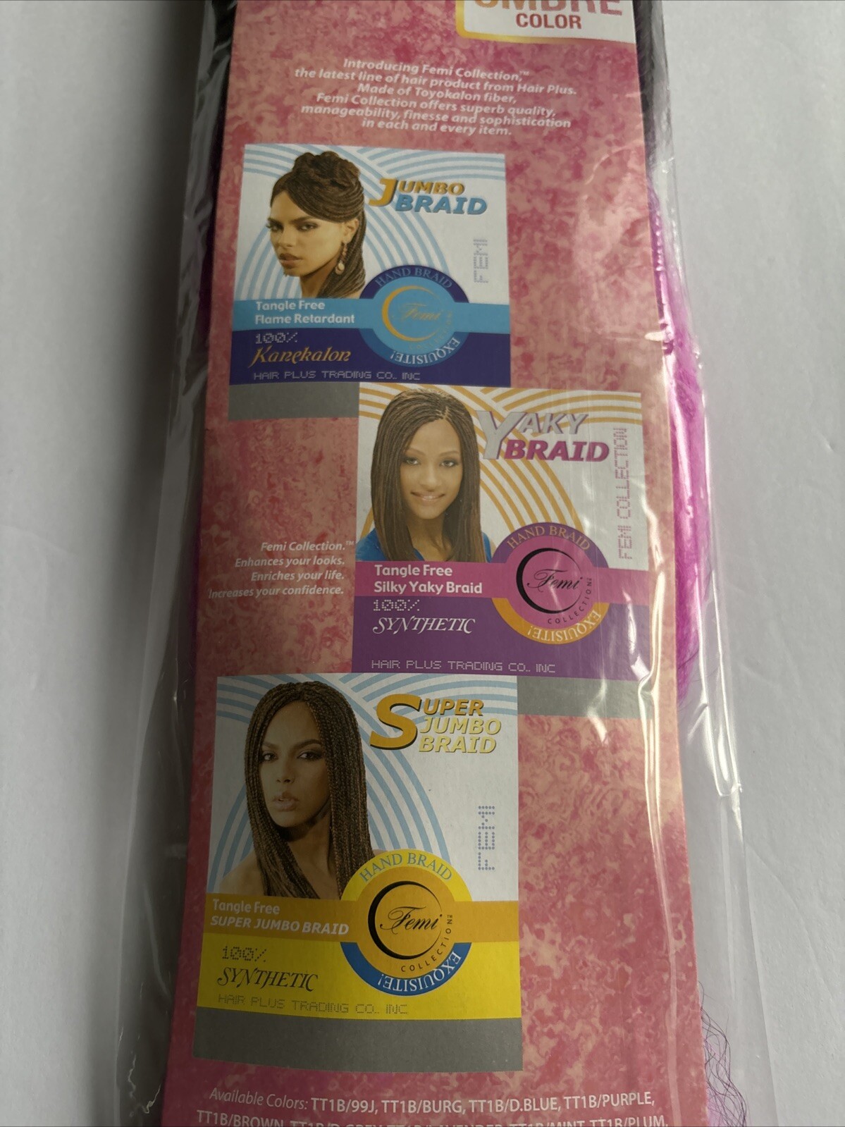 jumbo braid premium soft hair. Remy Feeling Plum Colored Ombré TT1B/plum
