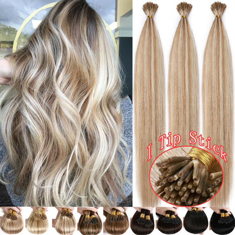 I Tip 100% RAW Human Hair Extensions Pre Bonded Keratin Stick 100 strands