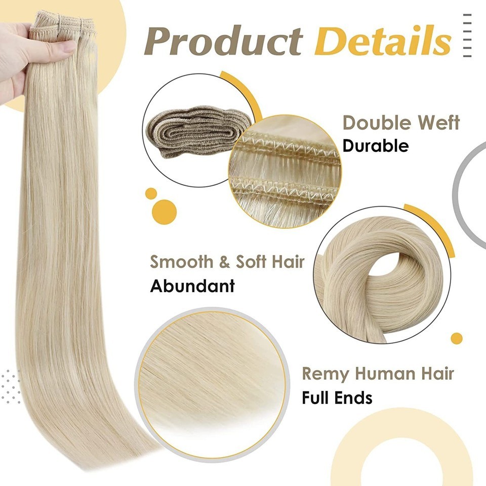 Sew in Full Head Remy Human Hair Extensions Brazilian Hair Weft Weaves Highlight