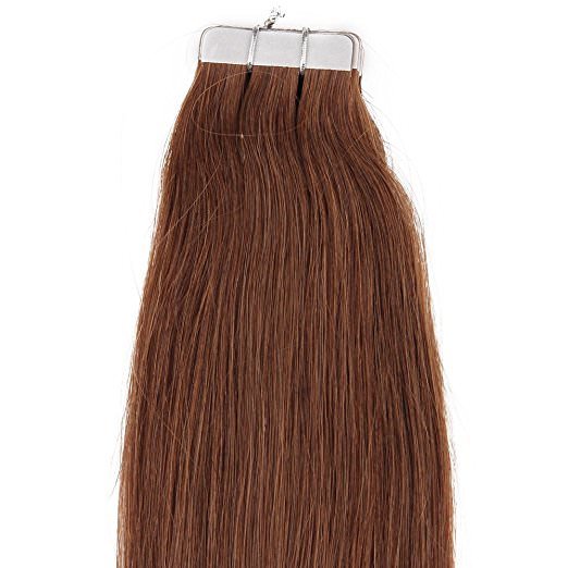 18″,20″ 100gr,40pc, 100% Human Tape In Hair Extensions #6 Medium Chestnut Brown