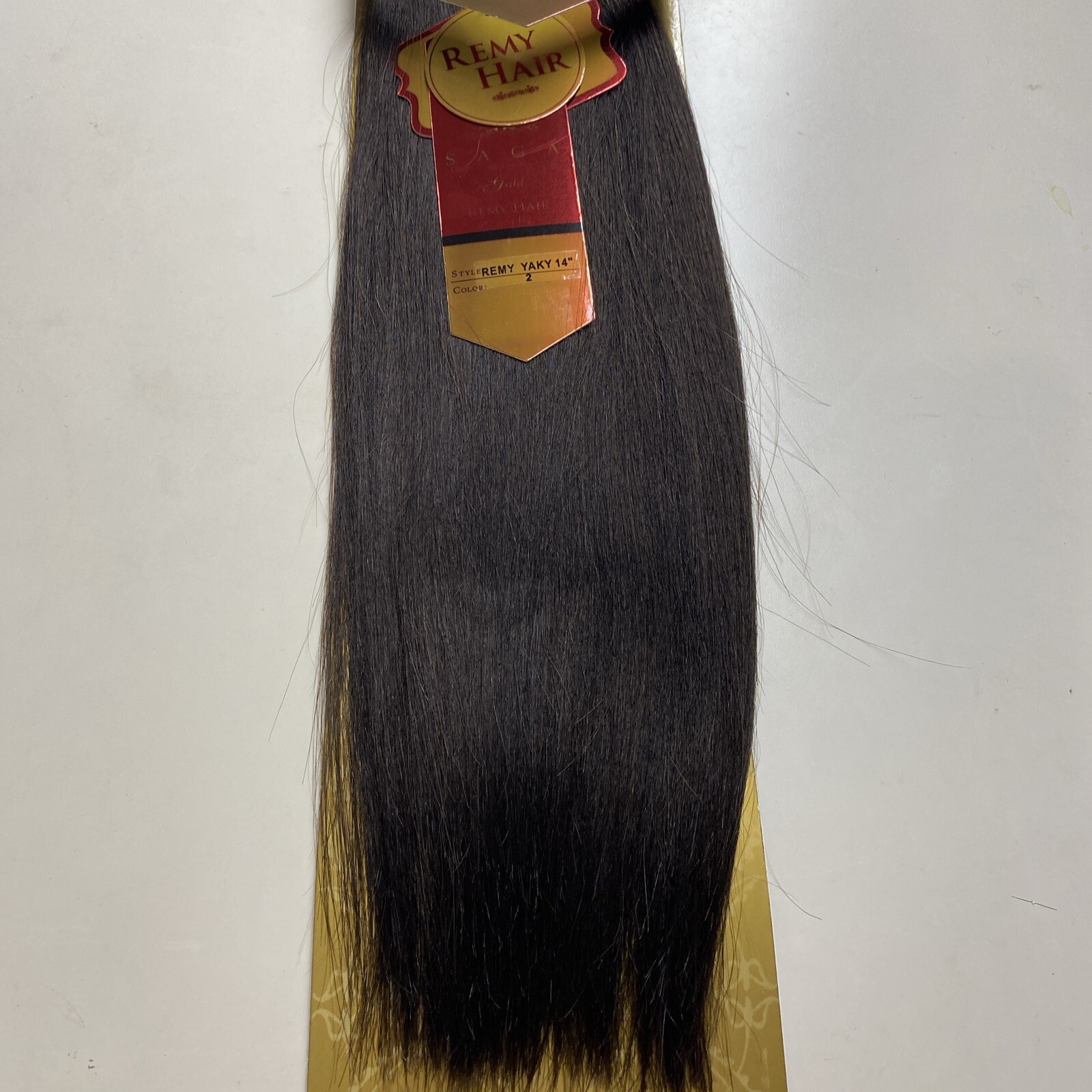 SAGA GOLD YAKY 14″_#2_100% HUMAN REMY HAIR WEAVE STRAIGHT EXTENSION