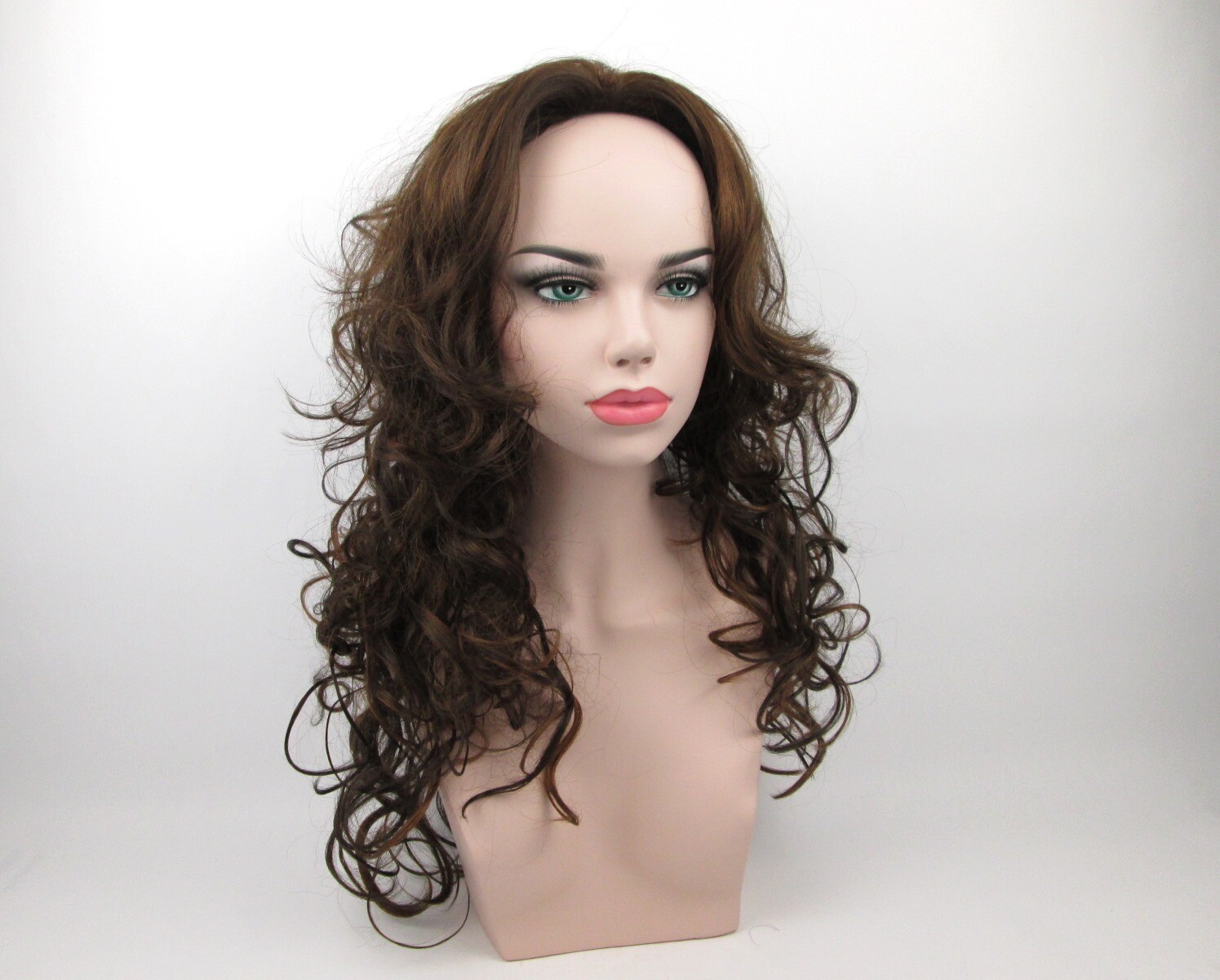 20″ LONG 3/4 CAP FALL MEDIUM CURLS CURLY HAIR HALF WIG W/COMB HAIRPIECE SHEILA