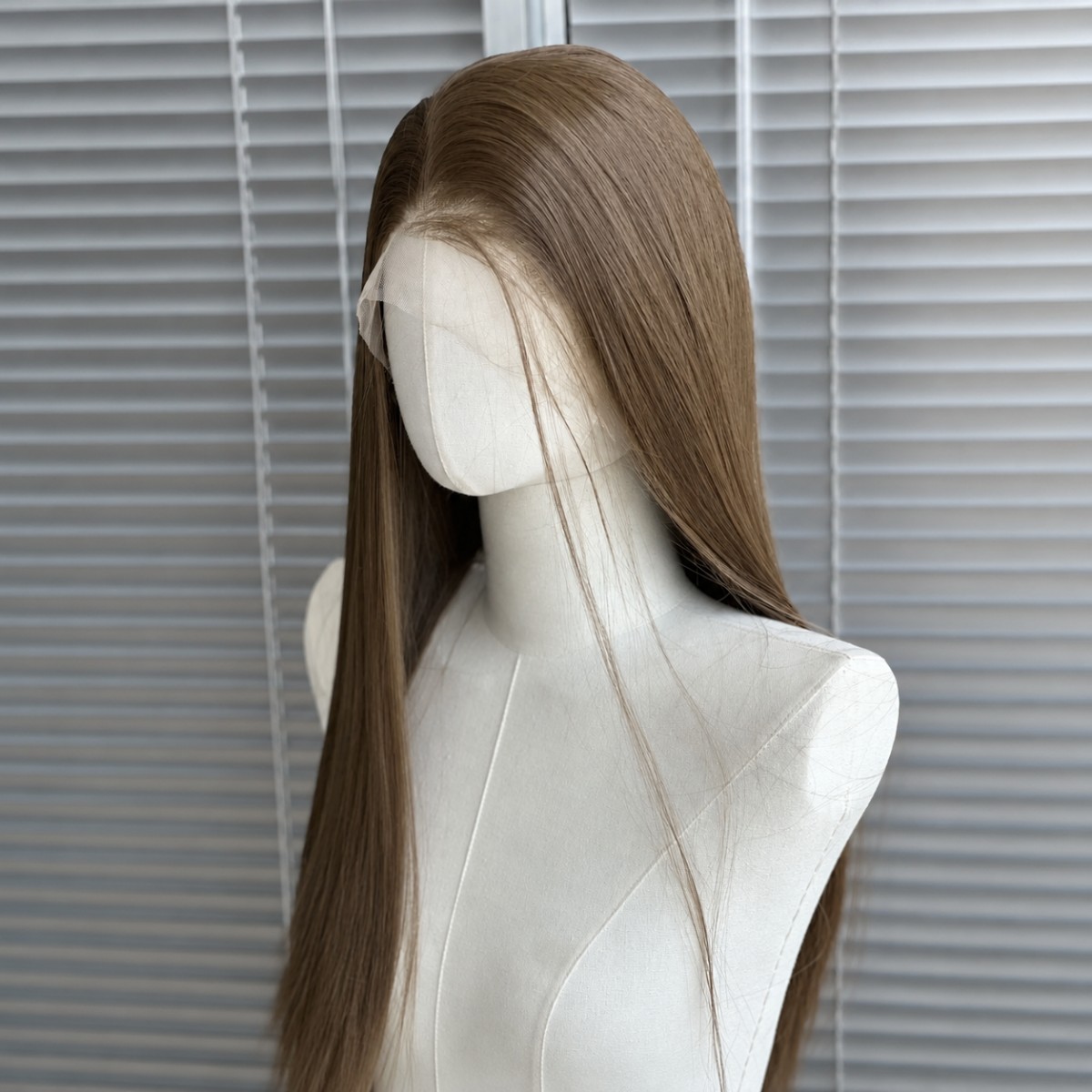 Heat Resistant Hair Long Straight Lace Frontal Wigs Brown Natural Pre Plucked