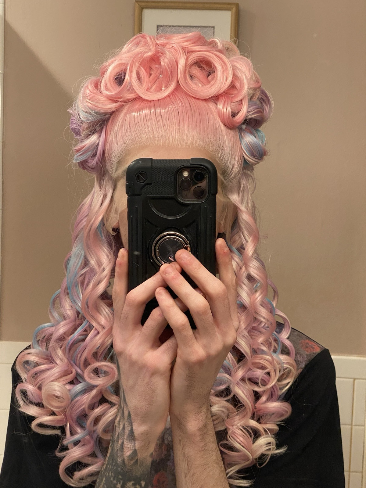Pink Blue Lavender Spring Easter Inspired Half Up-Do Sexy Styled Drag Queen Wig