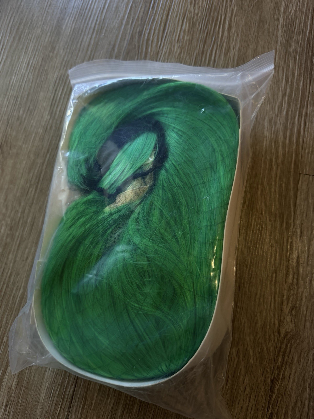 Green Lace Front Wig Straight Long Synthetic Free-Part Elastic Band One Size