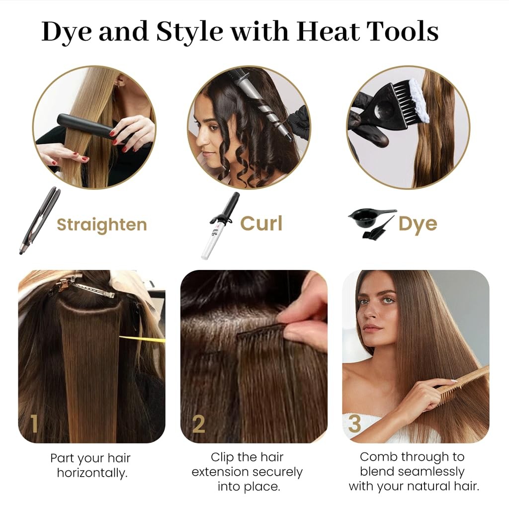 Clip in Hair Extensions Remy Human Hair 12inch 70g #1B Natural Black – Soft