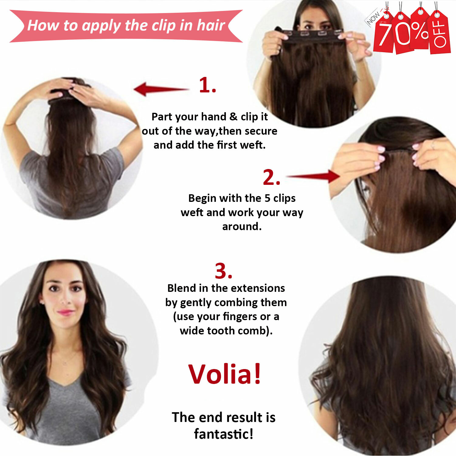 CLEARANCE V Shape One Piece Clip in 100% Remy Human Hair Extensions Thick Weft