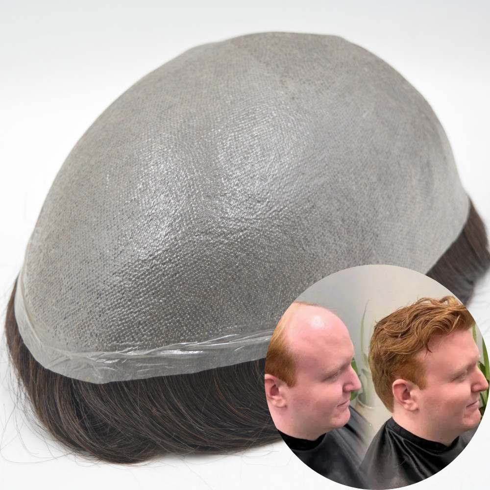 Men’s Poly Skin Hairpiece All V-loop Invisible Super Thin Skin Toupee For Men #3