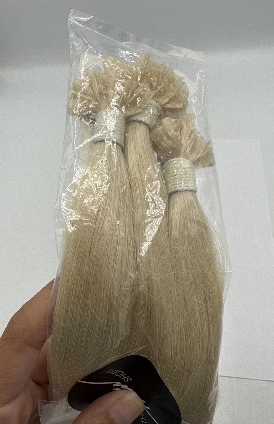 The Hair Shop 808 Keratip 3 Bundles 14”L 60 Platinum Blonde Straight 100% Remy H