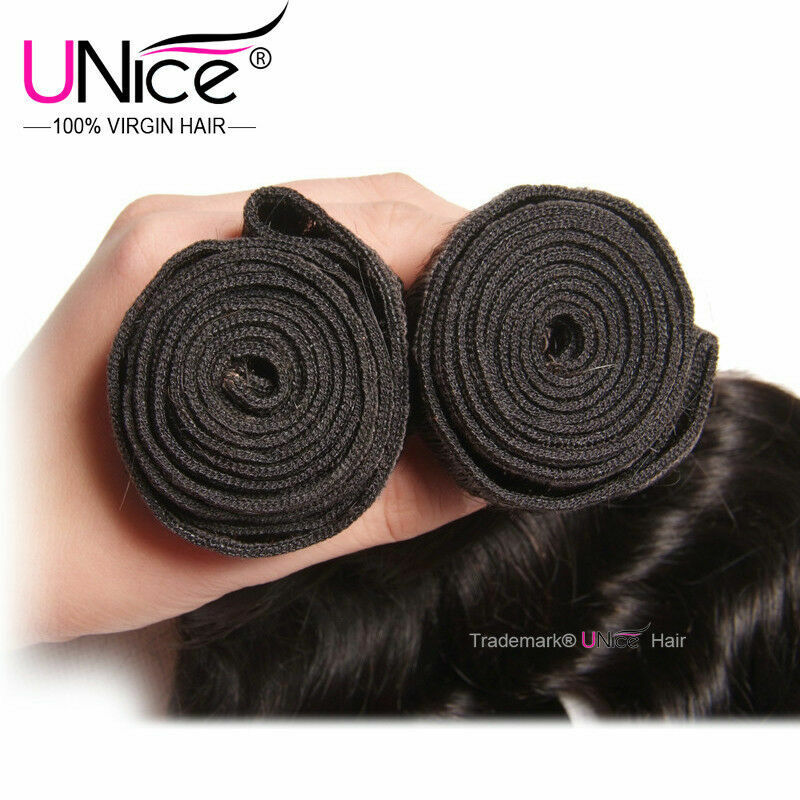 UNice Peruvian Natural Wave 3 Bundles Human Hair Extensions With Lace Closure US