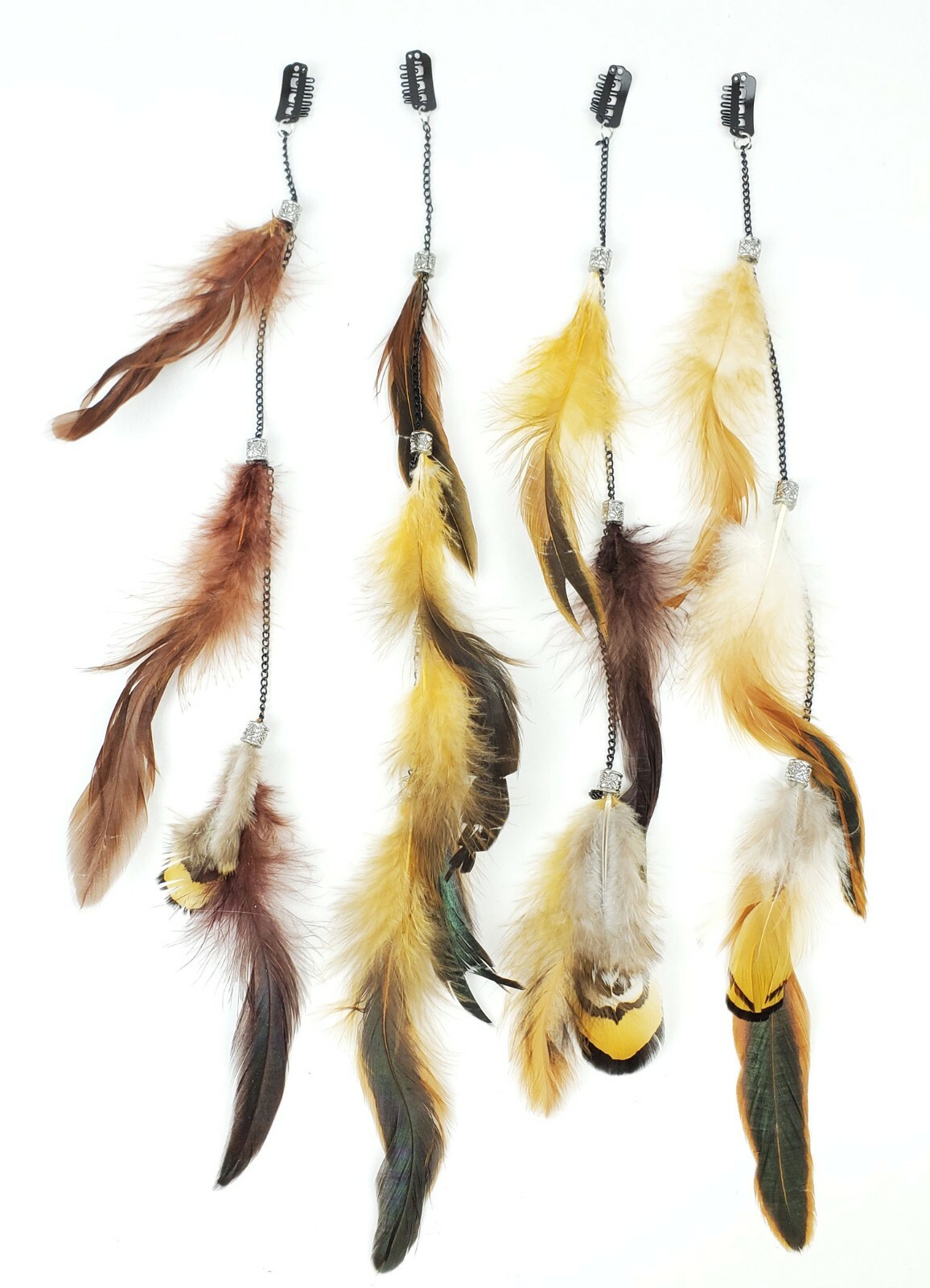12 pcs 14″ Long Feather & Chain Hair Extension w/Clip On Comb Assorted HH0009
