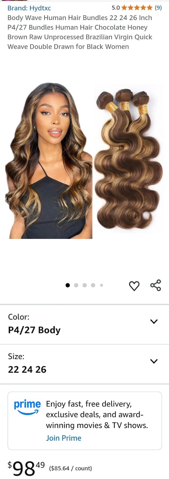 Body Wave Human Hair Bundles 22 24 26 Inch P4/27 Bundles Human Hair Chocolate…