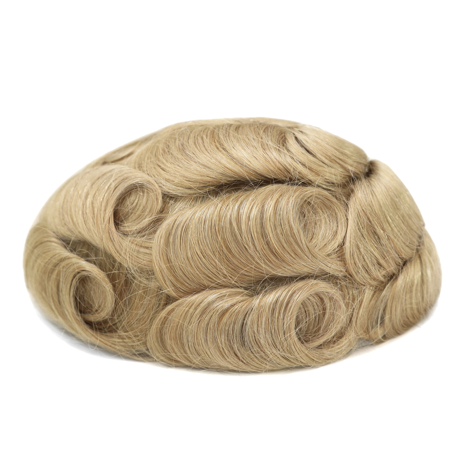 Natural Mens Toupee 0.08mm Thin Skin Human Hair Replacement System Hairpiece#22R