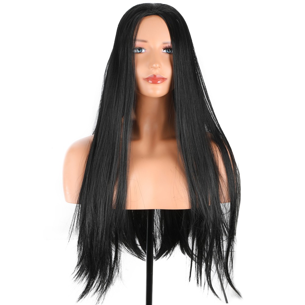 Women’s Afro Headwrap Wig with 25.6 Inch Long Straight Hair Headscarf Design