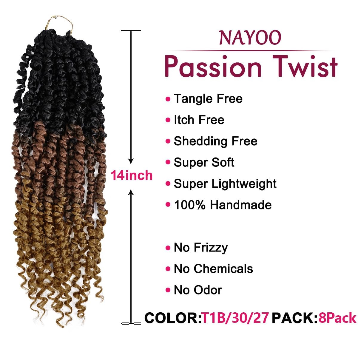 Nayoo Passion – 8 Packs 14 Inch Passion Crochet For Women Crochet