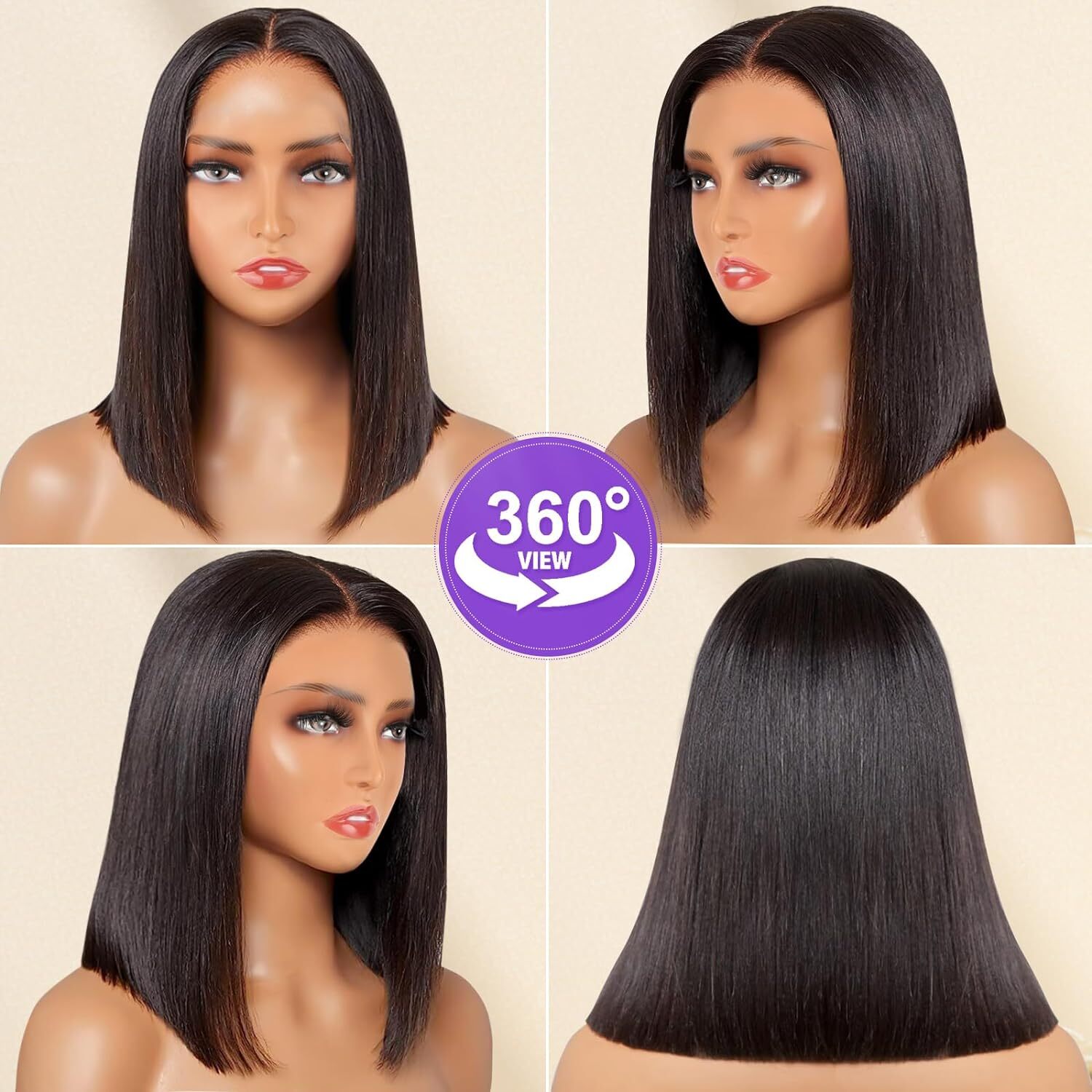 Short Bob Silk Top Full Lace Human Hair Wig Brazilian Hair 5×5 Silk Base Wig