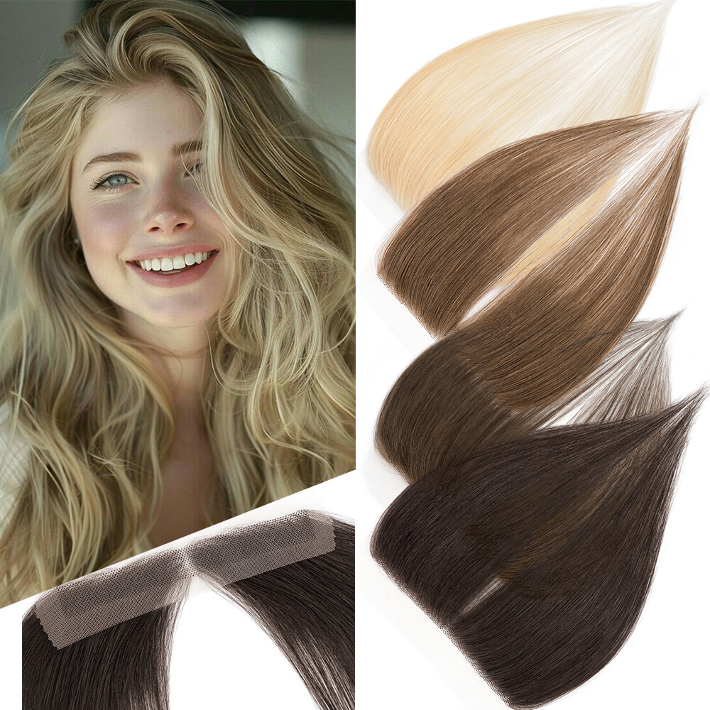 Lace PU Skin Cover-up Front Hairpiece Hand-Tied Hairline Real Human Hair Patches