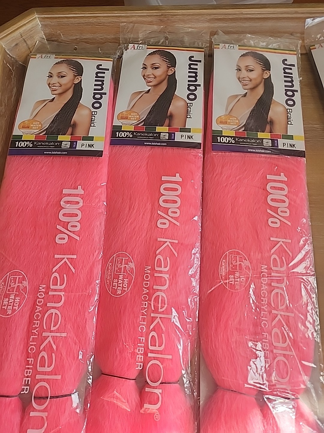 Jumbo Braid Synthetic Braid 100% Kanekalon 48″ Pack 3 Pink Hair Afri Naptural
