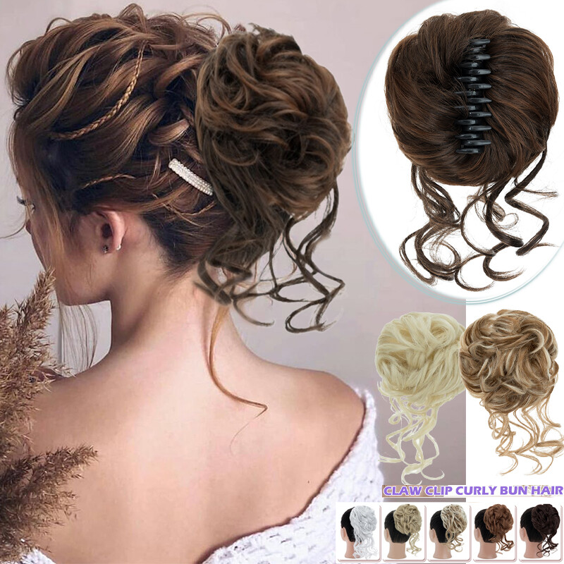 11″Short Thick Real Claw Ponytail Clip In Hair Extension Bun Updo Curly As Human