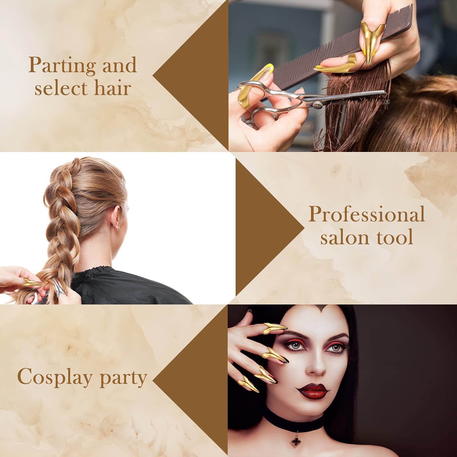 6 Pcs Metal Hair Sectioning Rings Hair Tools for Hair Extensions Halloween