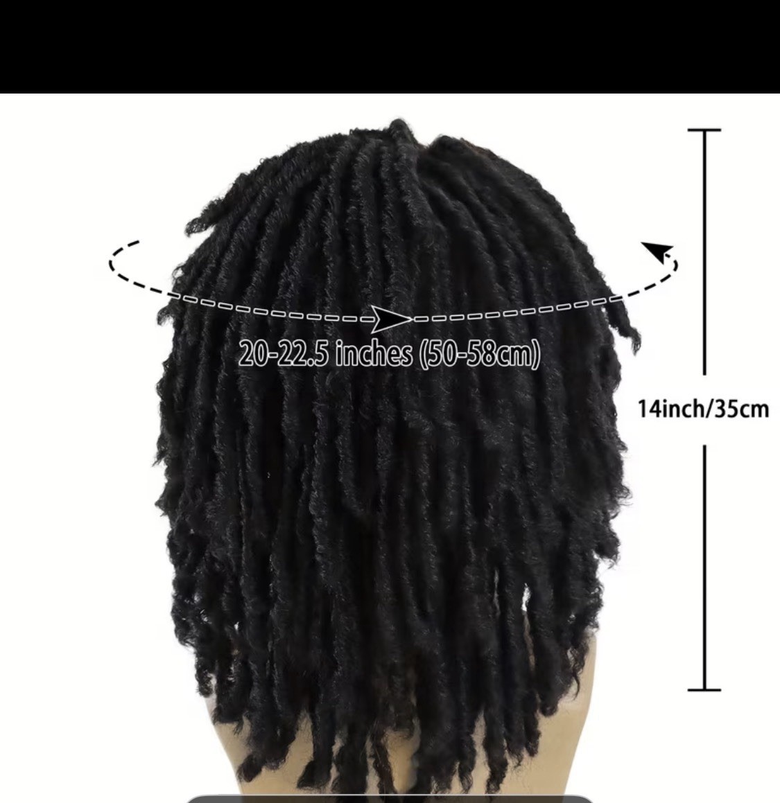 GNIMEGIL Mens Dreadlock Wig Black Curly Male Fake Dreads Loc 22.5 Inch,