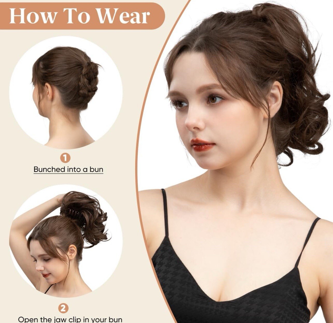 CJL HAIR Claw Clip Ponytail – Short Bendable Metal Messy Bun Hair Extension –