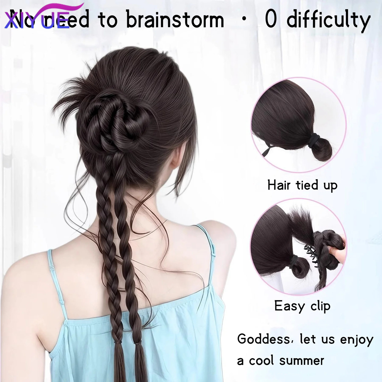 Natural Flower Bud Twist Braid Hair Claw Clip On Synthetic Hair Extensions For