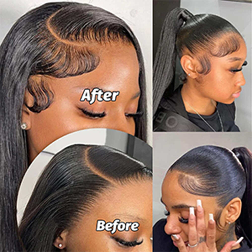 4Pcs Lace Baby Hair Stripes 100% Remy Human Hair Baby Hair Edge Reusable Natural