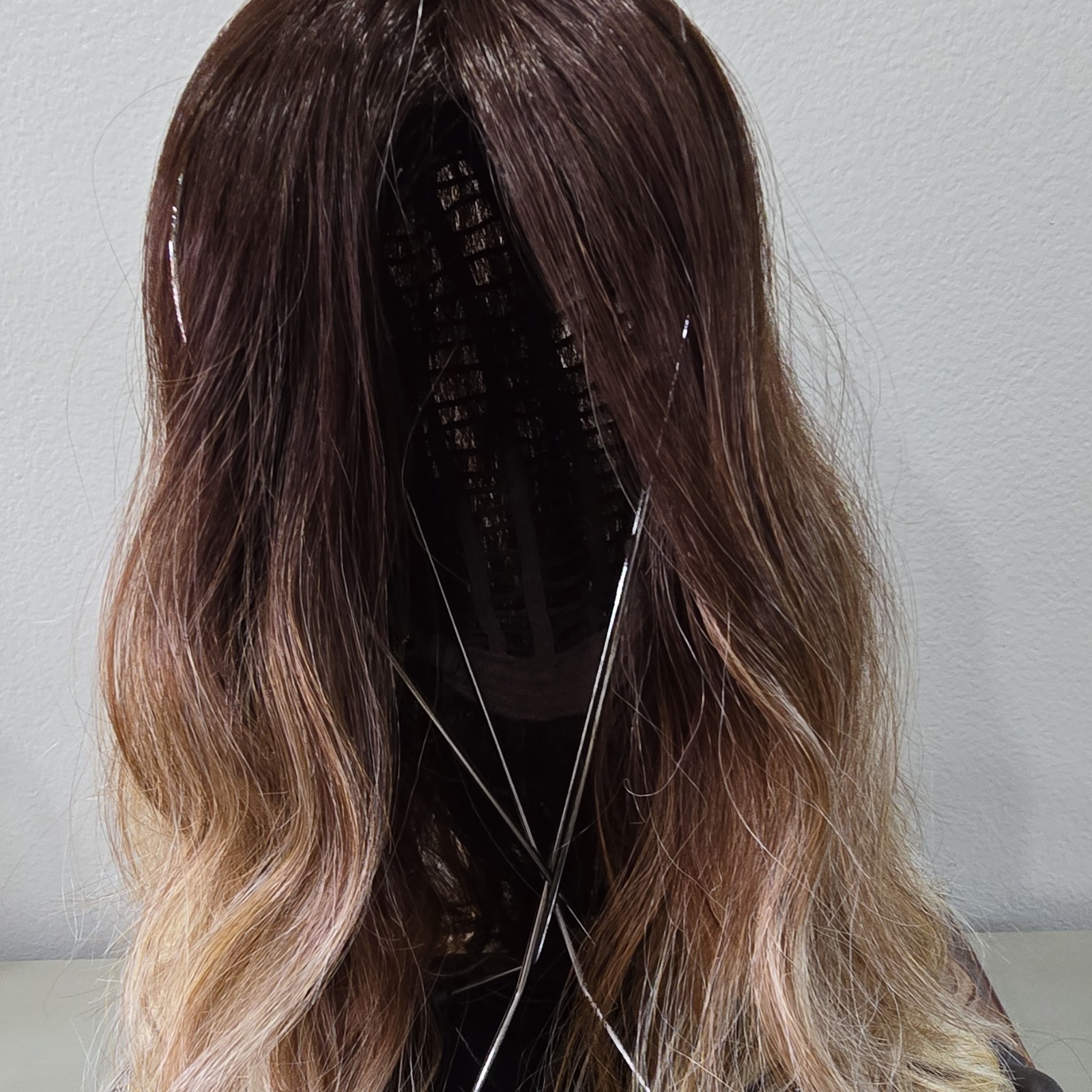 Ombré Brown Blond Wavy Wig Classic Cap Free-Part Adjustable Strap Medium 21-30in