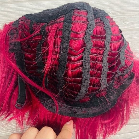 Short red asymmetrical wig hair accessory Halloween Lolita cosplay wig