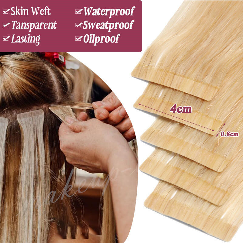 20PCS Brown Tape In 100% Real Human Hair Extensions Long Hair Mix Color 1.5g
