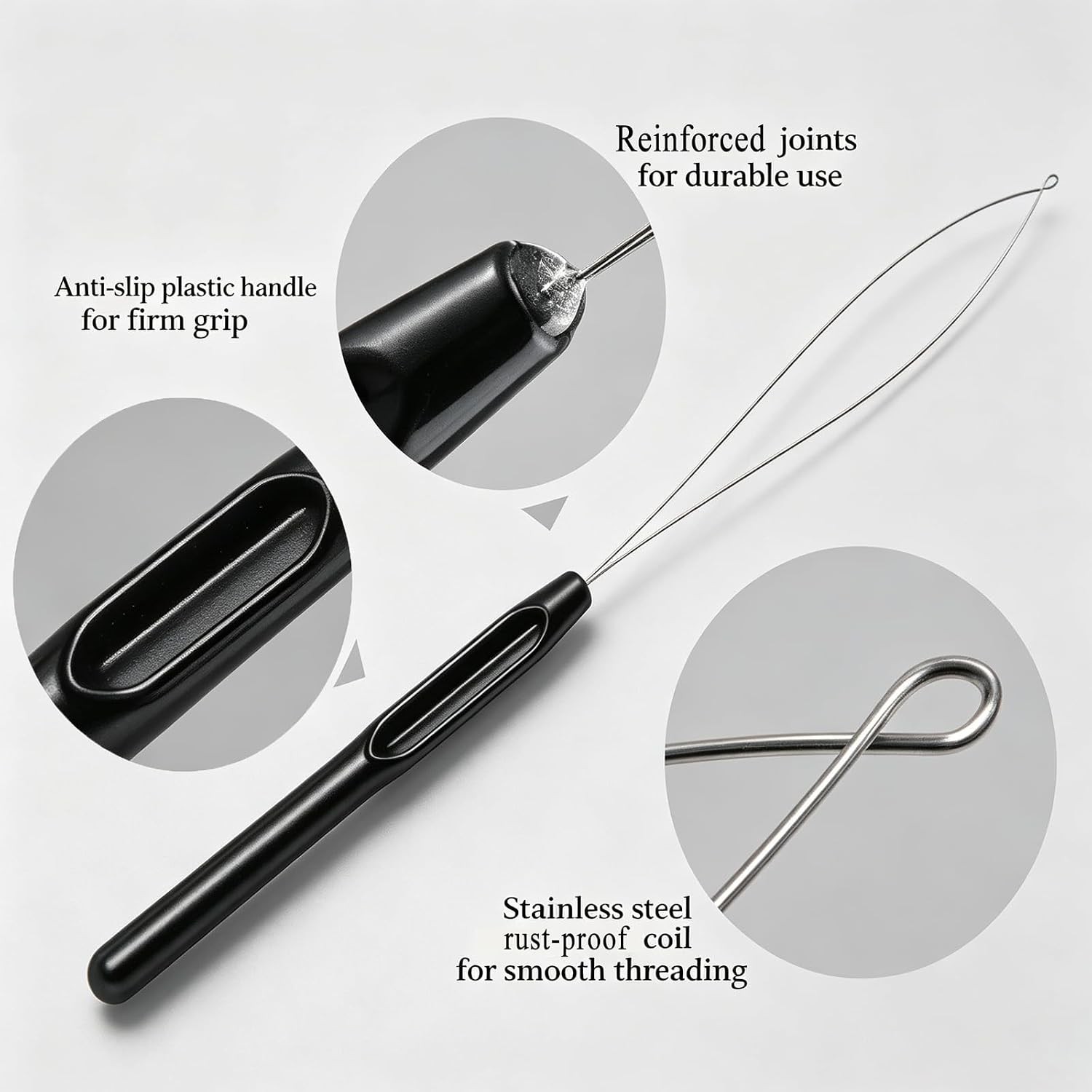 Hair Extension Loop Threader, 10 Pc Dual-Color Pulling Needle Set,