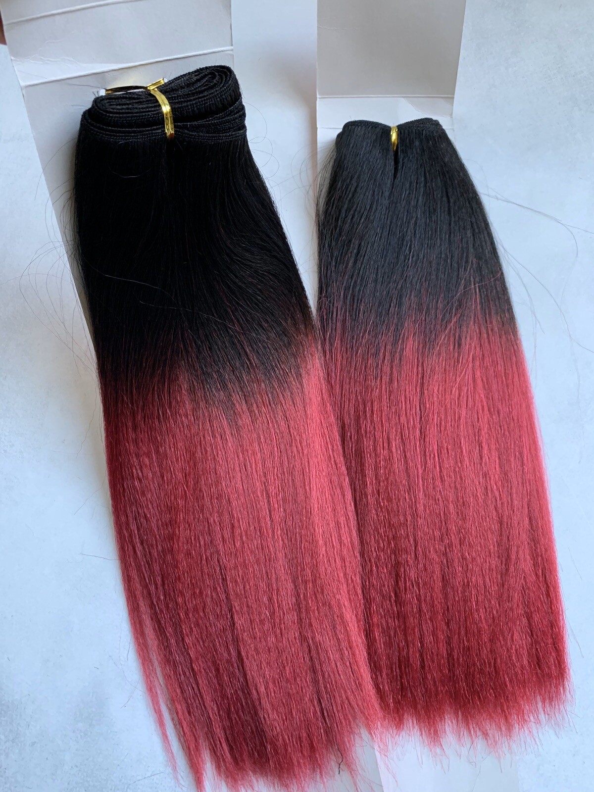 100% Human Hair for Weaving, New Minky Yaki 2-Pack Bundle Deal, T1B/Burgundy!