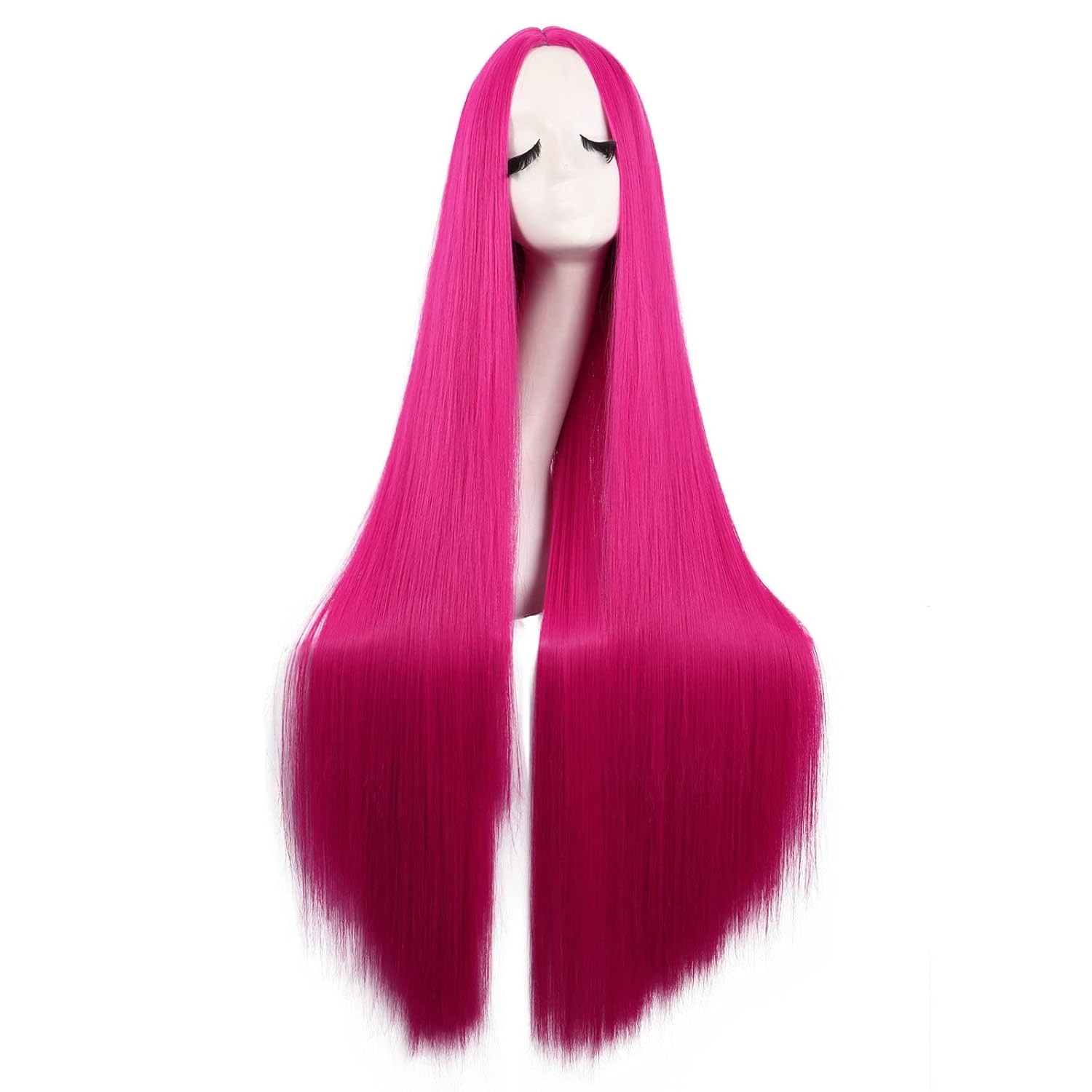 40 Inch High Temperature Fiber Straight Wig in Hot Pink for Chic Cosplay Looks