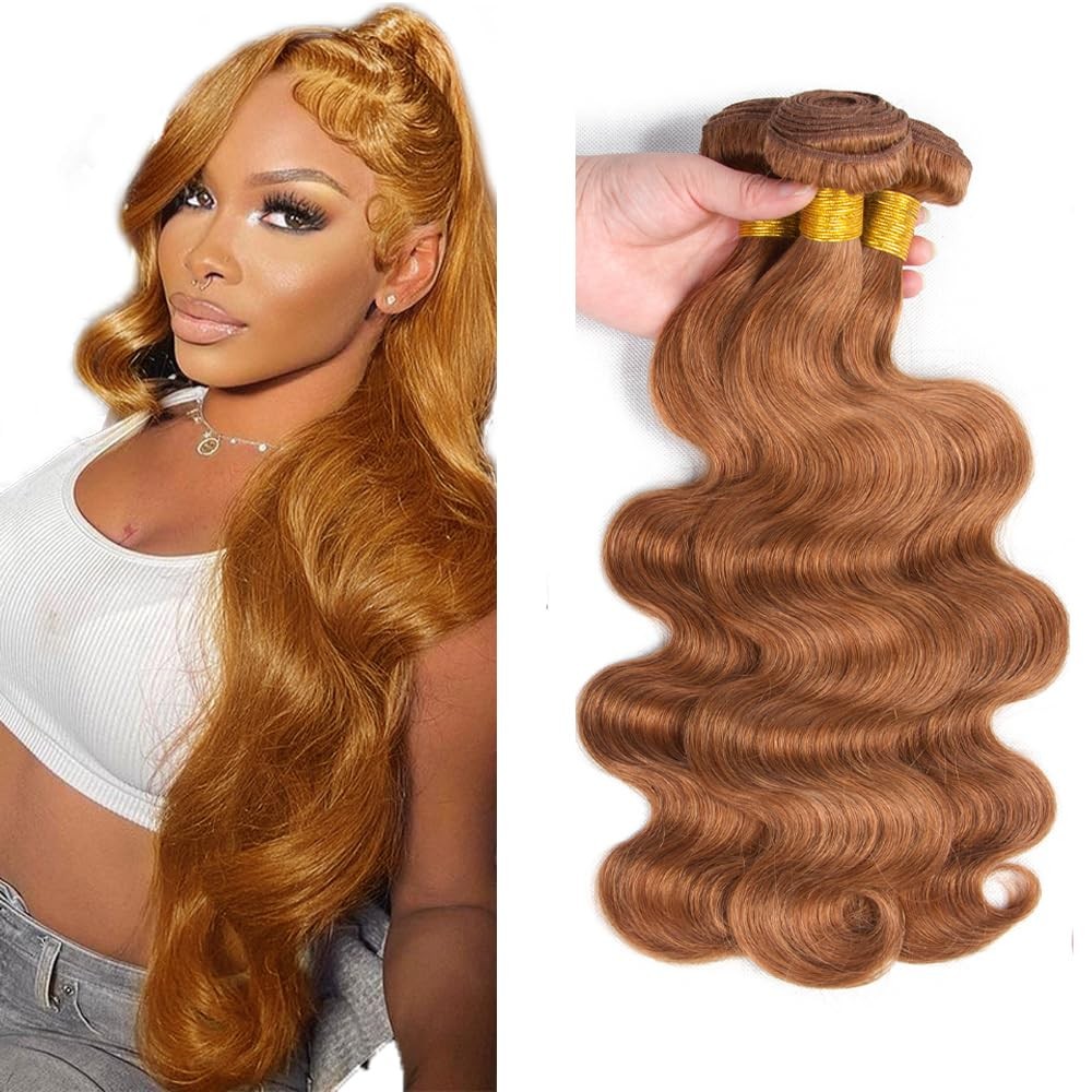 #30 Human Hair Bundles Brown Body Wave Bundle 16 16 16 Inch Brazilian Virgin …