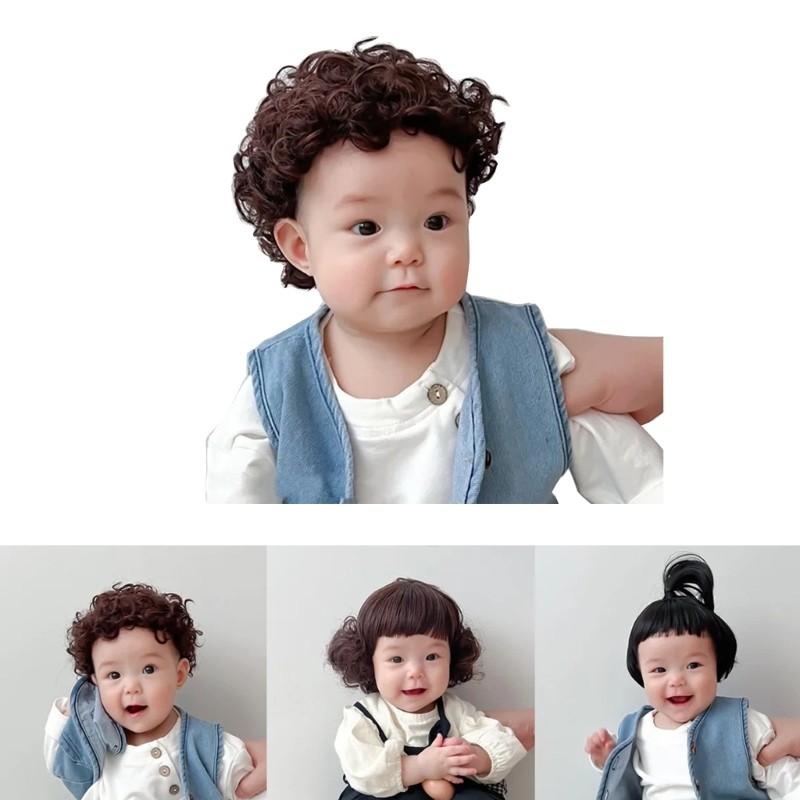 Stylish Hair Accessories for 1-3 Years Kids Lovely Baby Cosplay Hat Wig Headwear
