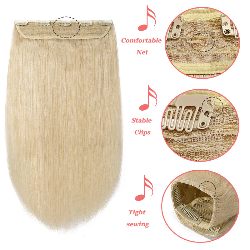 One Piece Clip In Human Hair Extensions 100% Remy Hairpiece 3/4 Full Head Thick