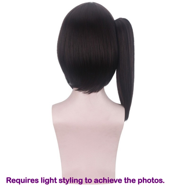 Kanao Tsuyuri Demon Slayer Black Side Ponytail Wig with Bangs Clip On Cosplay