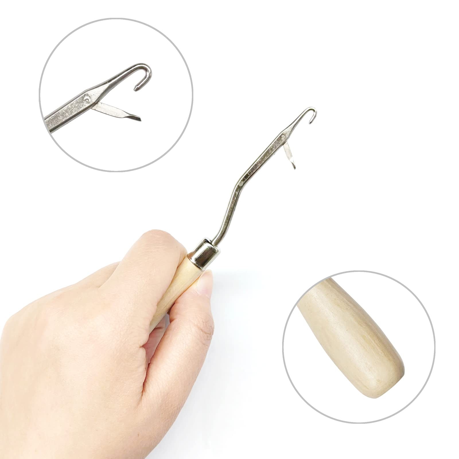 5PCS Latch Hook, Different Sizes Small Crochet Hooks to Large, Clear